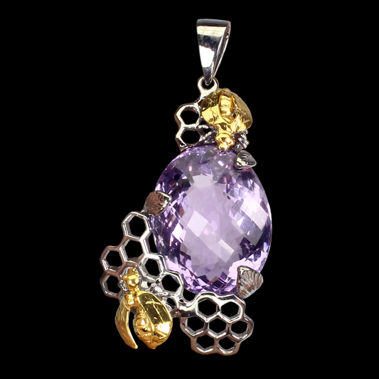 Amethyst Bienenwabe Anhänger Silber vergoldet - INARA