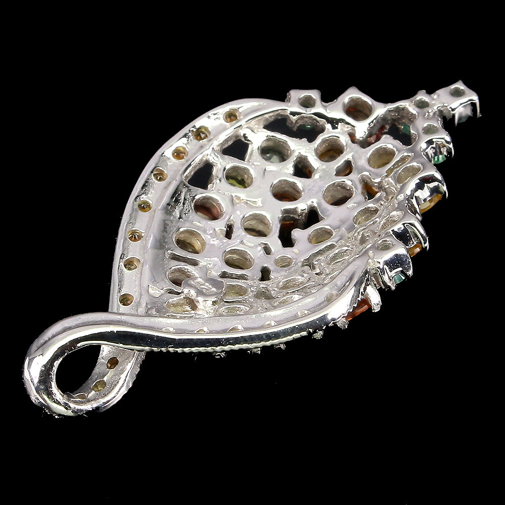 Saphir Smaragd Anhänger aus weißvergoldetem Silber - INARA