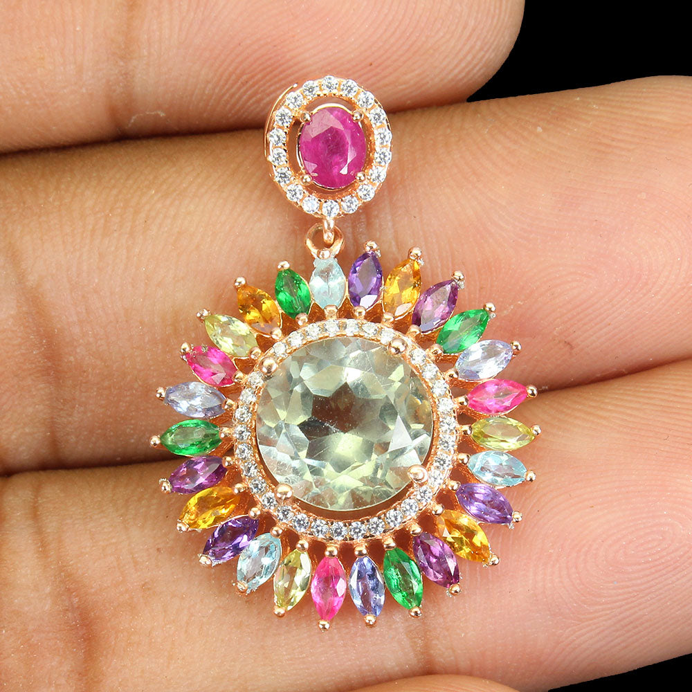 Prasiolith Blautopas Rubin Tansanit Citrin Anhänger