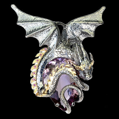 Ametrin Peridot Rhodolit Drache Anhänger aus Silber - INARA