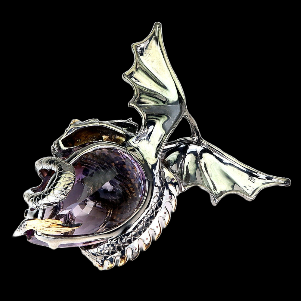 Ametrin Peridot Rhodolit Drache Anhänger aus Silber - INARA