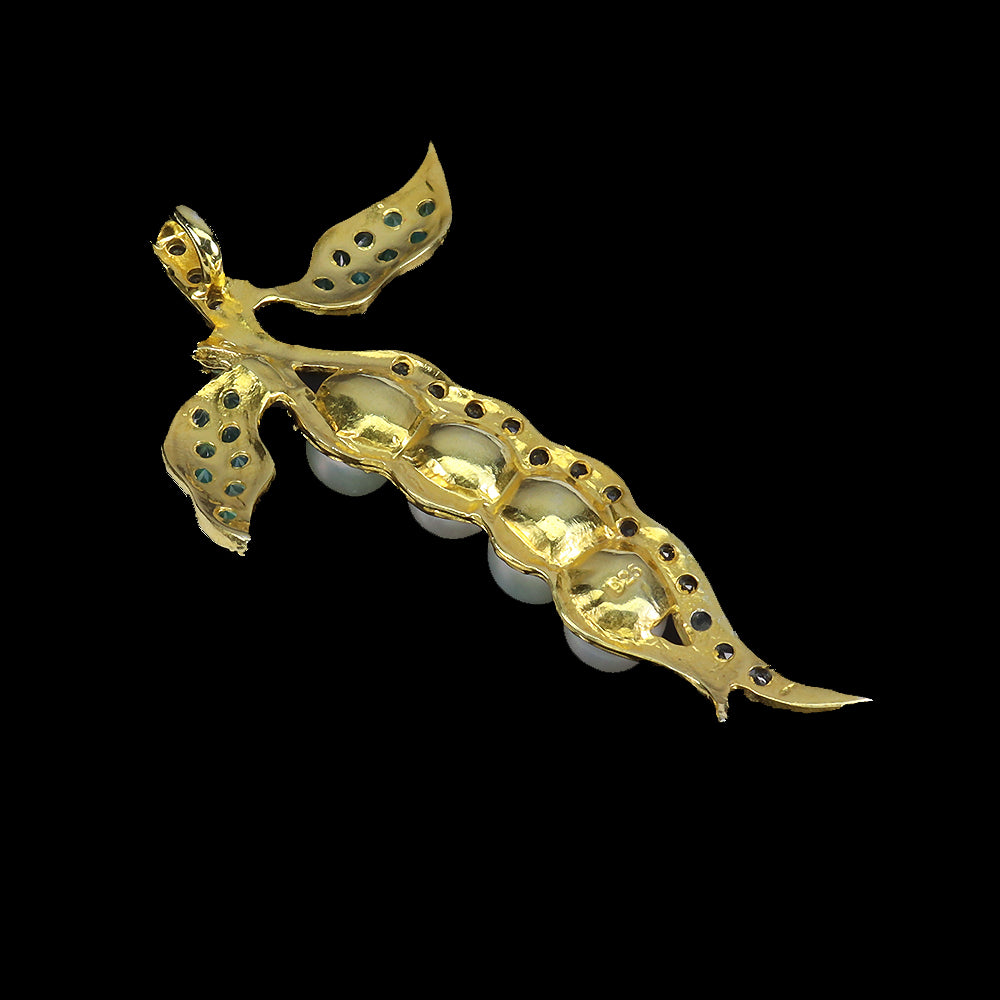 Smaragd Blautopas Perle Anhänger aus vergoldetem Silber - INARA