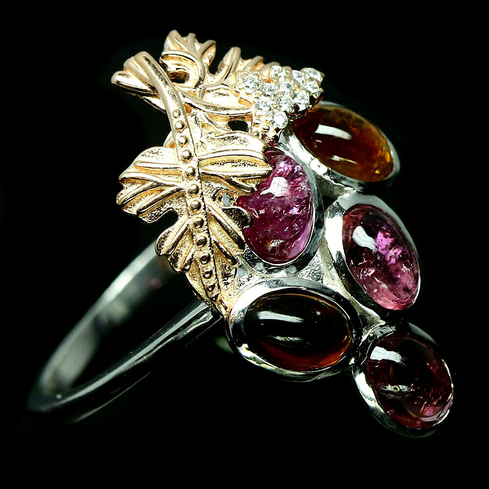 Turmalin Weintraube Ring aus bicolor vergoldetem Silber - INARA