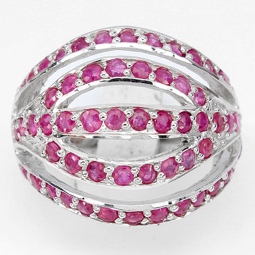Rubin Ring aus weißvergoldetem Silber - INARA