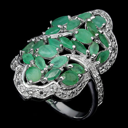 Smaragd Weißtopas Ring Silber - INARA