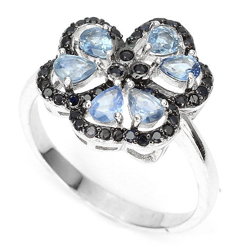 Saphir Ring aus weißvergoldetem Silber - INARA