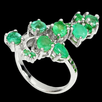 Smaragd Tsavorit Ring Silber weißvergoldet - INARA