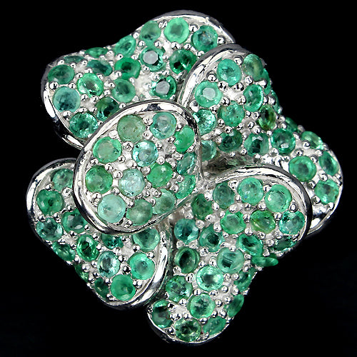 Smaragd Ring aus weißvergoldetem Silber - INARA