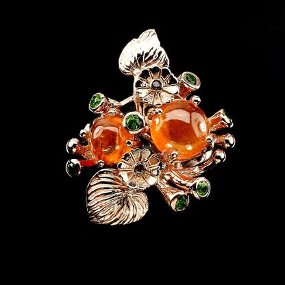 Spessartin Granat Diopsid Ring Silber rosévergoldet - INARA
