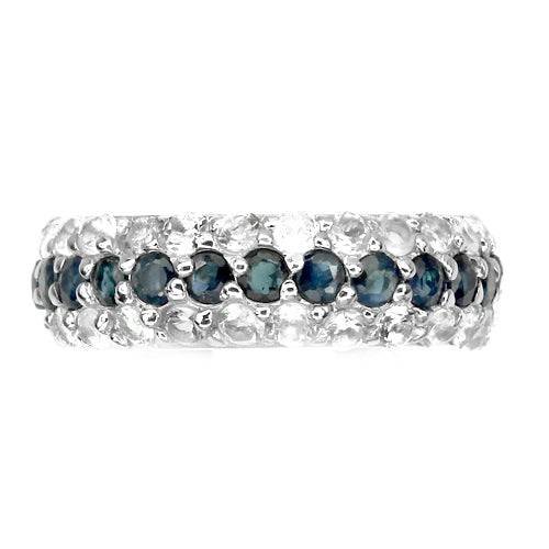 Saphir Weißtopas Eternity Ring Silber - INARA