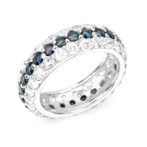 Saphir Weißtopas Eternity Ring Silber - INARA