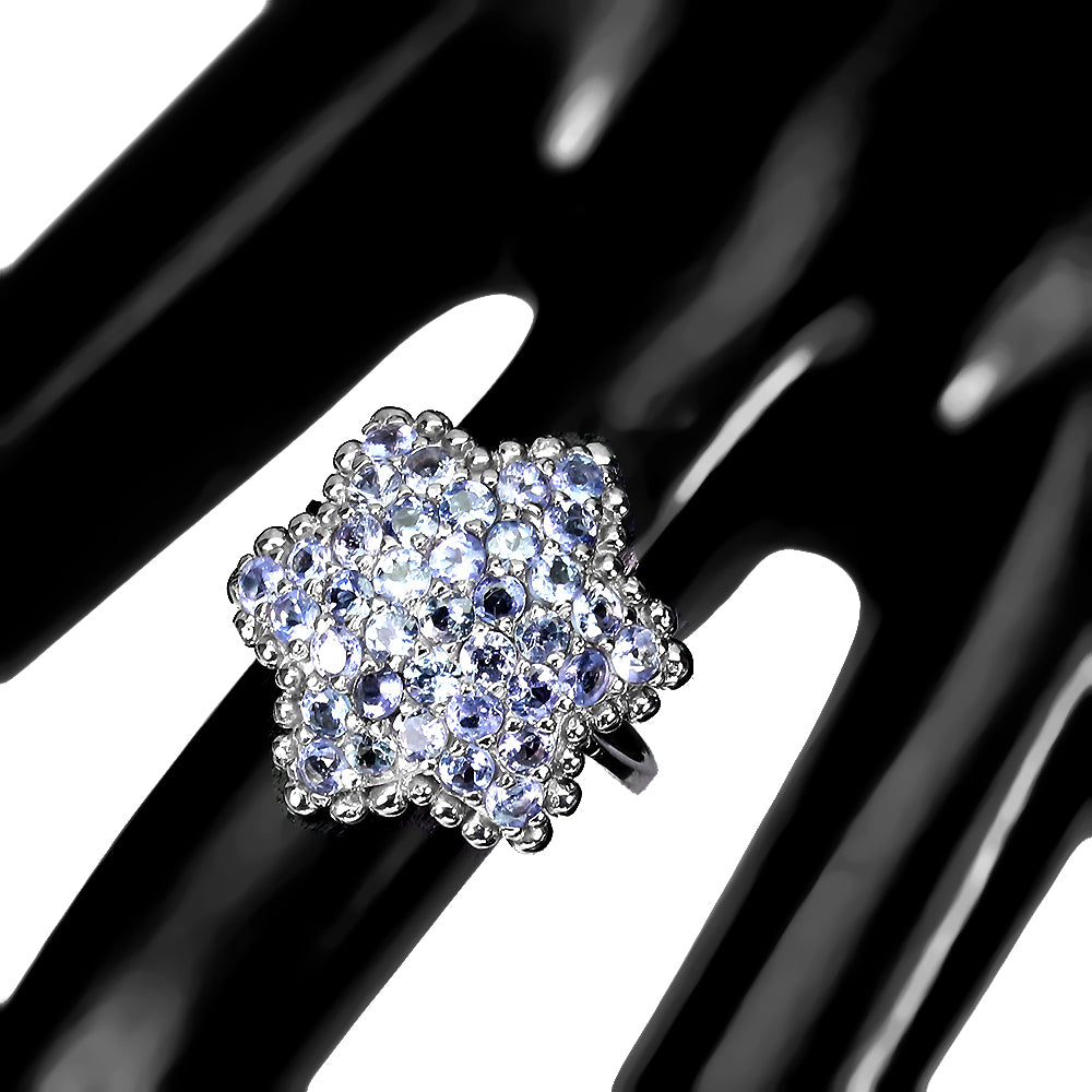 Tansanit Stern Ring Silber weißvergoldet - INARA