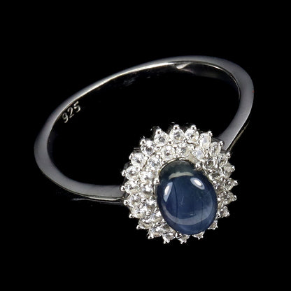 Sternsaphir Weißtopas Ring aus weißvergoldetem Silber - INARA