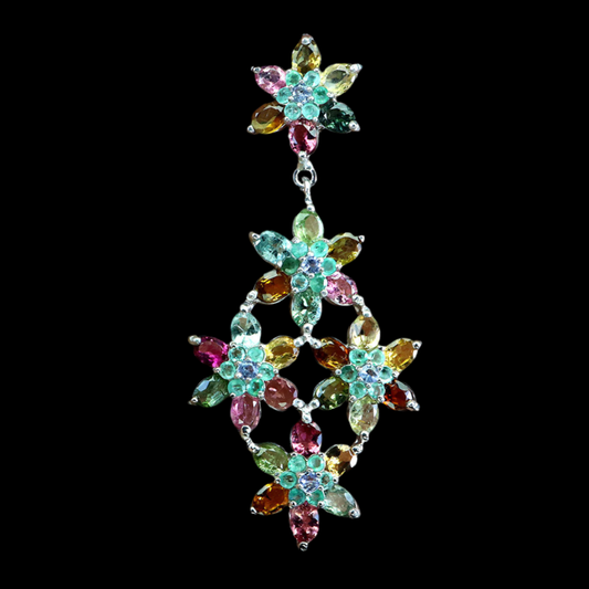 Turmalin Smaragd Tansanit Anhänger aus weißvergoldetem Silber - INARA