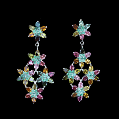 Turmalin Smaragd Ohrringe aus weißvergoldetem Silber - INARA