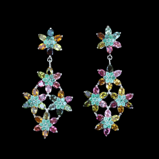 Turmalin Smaragd Ohrringe aus weißvergoldetem Silber - INARA