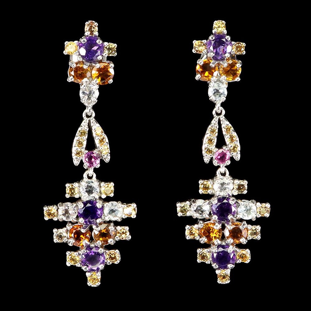Amethyst Aquamarin Citrin Saphir Ohrringe Silber - INARA