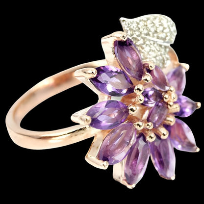 Amethyst Blume Ring Silber rosévergoldet - INARA