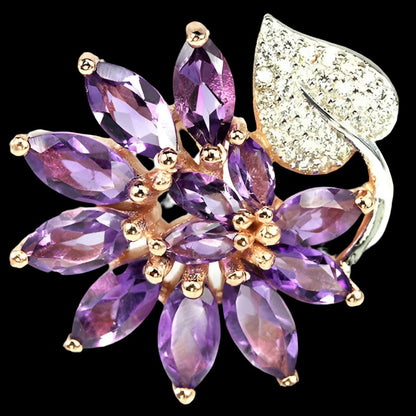 Amethyst Blume Ring Silber rosévergoldet - INARA