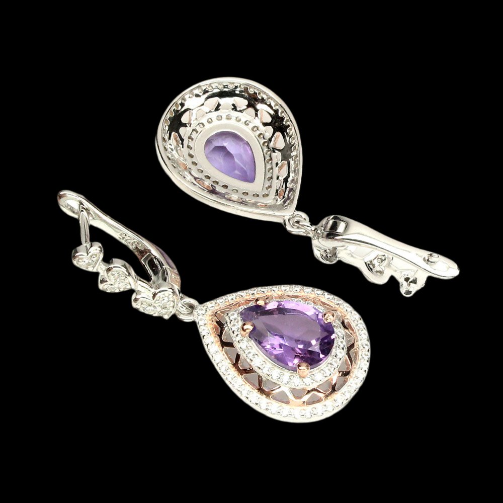 Amethyst Herz Ohrringe Silber bicolor vergoldet - INARA