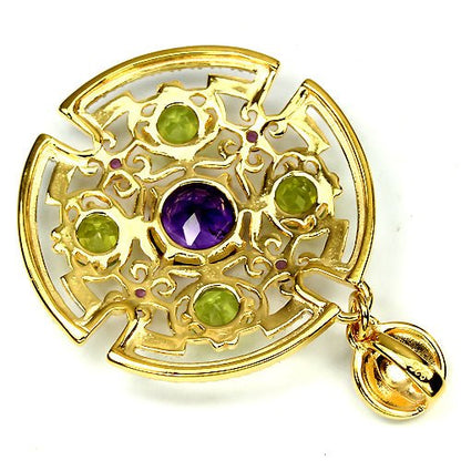 Amethyst Peridot Diamant Anhänger Silber bicolor vergoldet - INARA