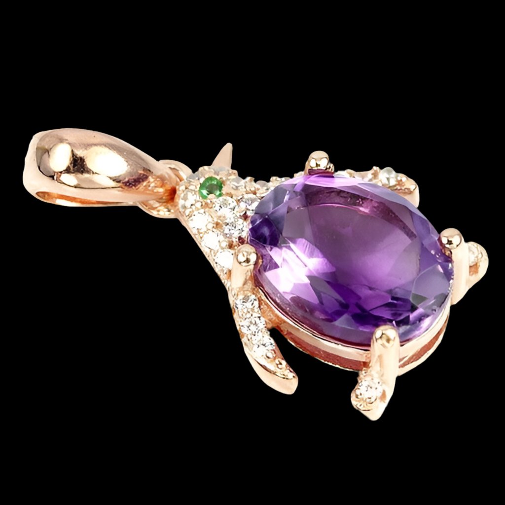 Amethyst Pinguin Anhänger Silber rosévergoldet - INARA