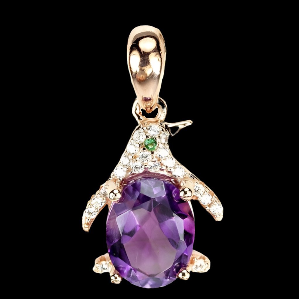 Amethyst Pinguin Anhänger Silber rosévergoldet - INARA