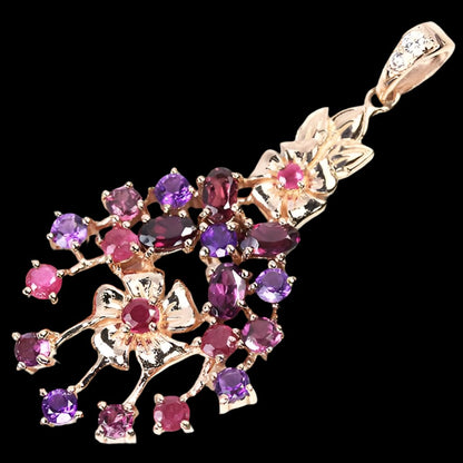 Amethyst Rhodolit Rubin Anhänger Silber rosévergoldet - INARA