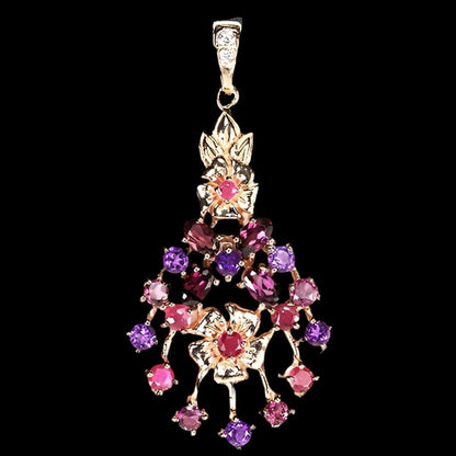 Amethyst Rhodolit Rubin Anhänger Silber rosévergoldet - INARA
