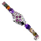 Amethyst Russischer Diopsid Rhodolit Tansanit Turmalin Raubkatze Armband Silber - INARA