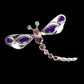 Amethyst Smaragd Rhodolit Turmalin Libelle Brosche Silber - INARA