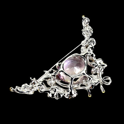 Ametrin Smaragd Brosche aus bicolor vergoldetem Silber - INARA