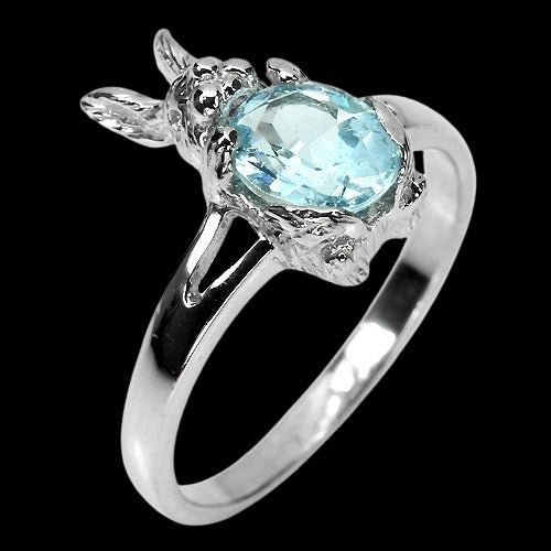 Blautopas Sky Blue Hase Ring Gr. 59 Silber - INARA