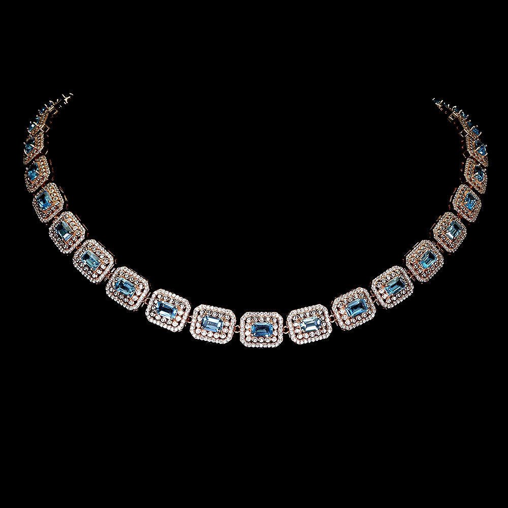 Blautopas Swiss Blue Collier Silber - INARA