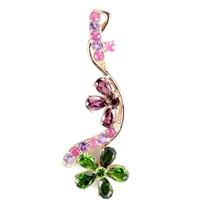 Chromdiopsid Rhodolit Rubin Amethyst Anhänger aus rosévergoldetem Silber - INARA