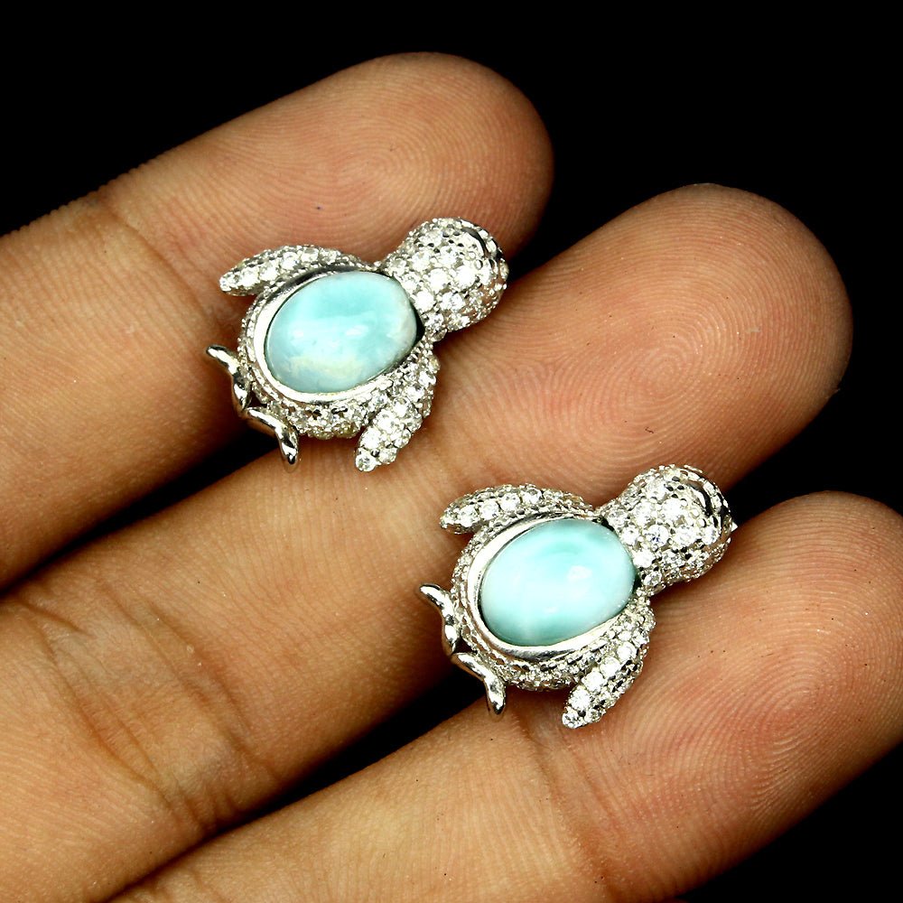 Larimar Pinguin Ohrringe Silber - INARA