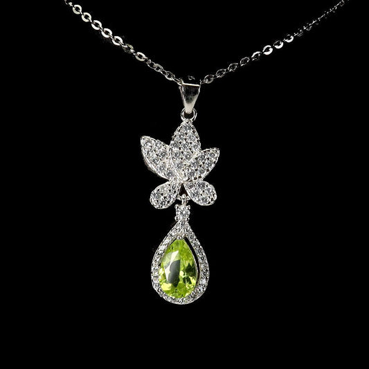 Peridot Anhänger mit Halskette Silber - INARA