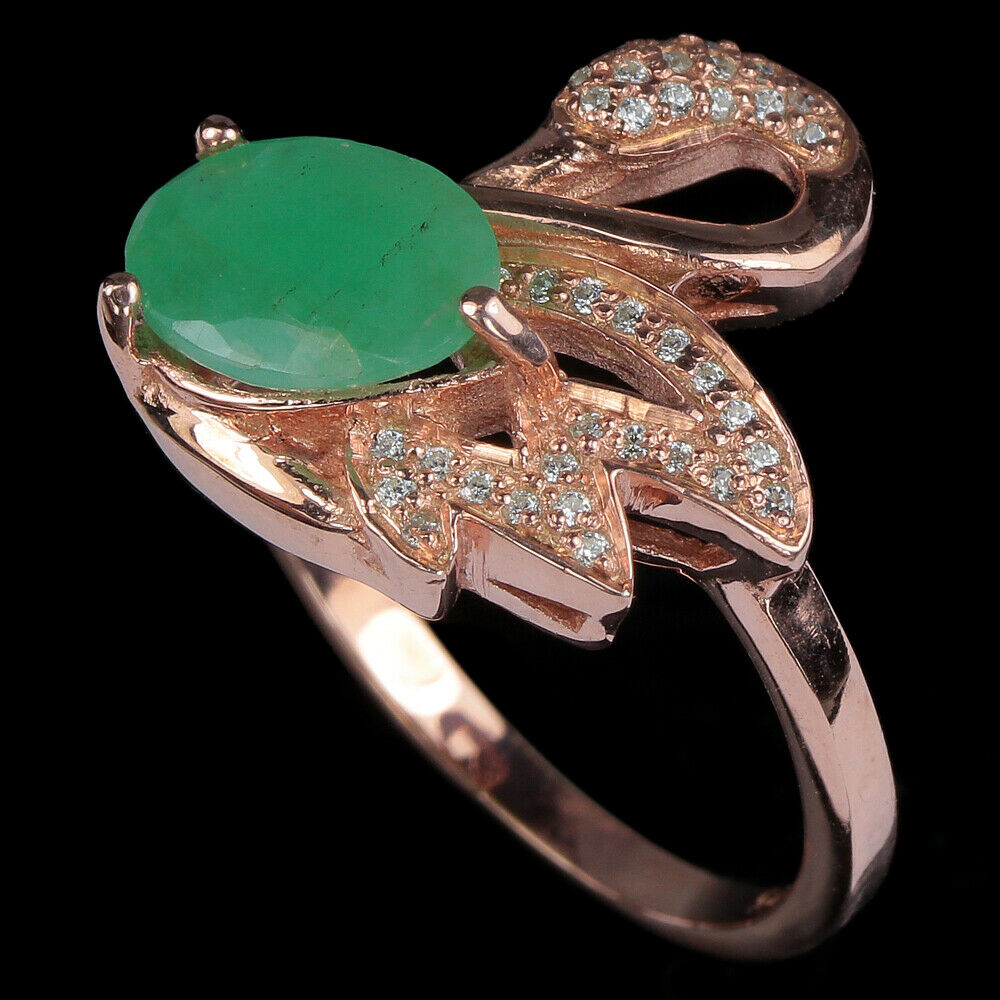 Smaragd Schwan Ring Silber rosévergoldet - INARA