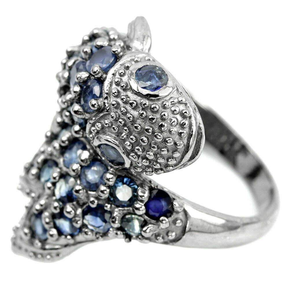 Saphir Koi Fisch Ring aus schwarzrhodiniertem Silber - INARA