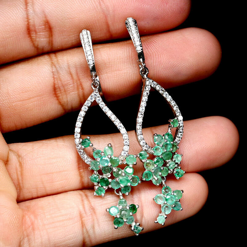 Smaragd Ohrringe Silber weißvergoldet - INARA