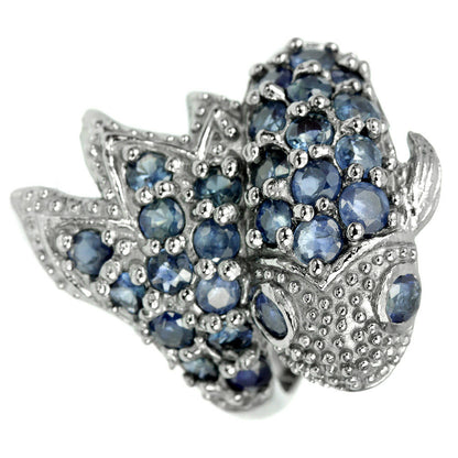 Saphir Koi Fisch Ring aus schwarzrhodiniertem Silber - INARA