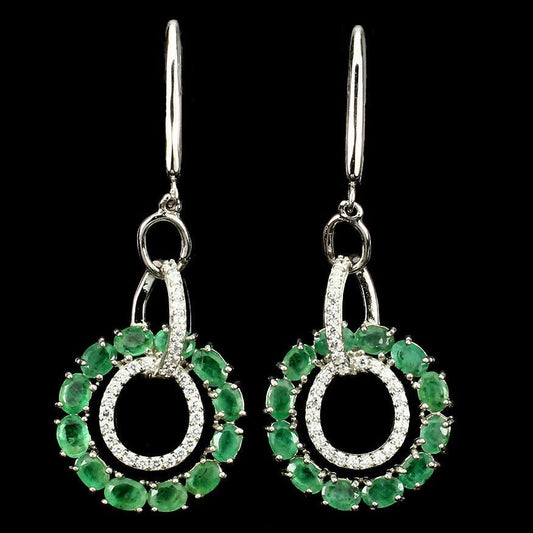 Smaragd Ohrringe aus weißvergoldetem Silber - INARA