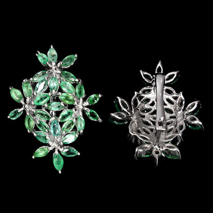 Smaragd Ohrringe aus weißvergoldetem Silber - INARA