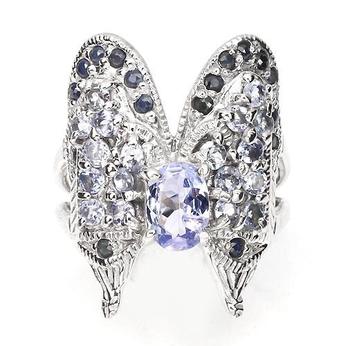 Tansanit Saphir Schmetterling Ring Silber - INARA
