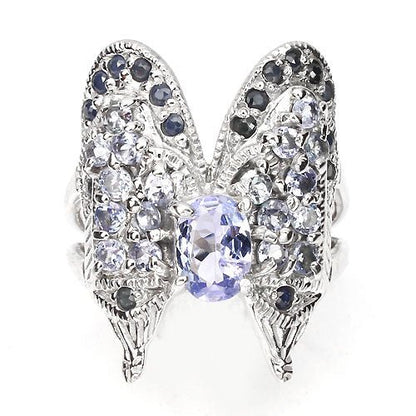 Tansanit Saphir Schmetterling Ring Silber - INARA