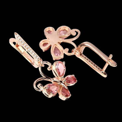 Turmalin Schmetterling Ohrringe aus rosévergoldetem Silber - INARA