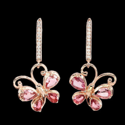 Turmalin Schmetterling Ohrringe aus rosévergoldetem Silber - INARA