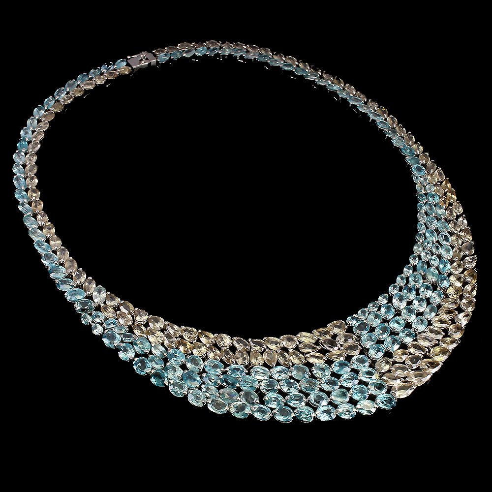 Zweifarbiges Zirkon Collier aus weißvergoldetem Silber - INARA