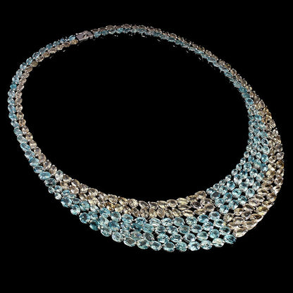 Zweifarbiges Zirkon Collier aus weißvergoldetem Silber - INARA