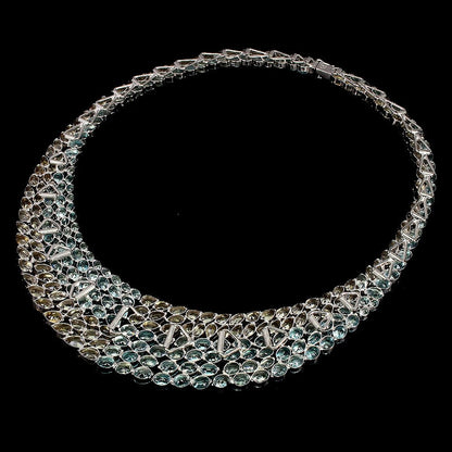 Zweifarbiges Zirkon Collier aus weißvergoldetem Silber - INARA